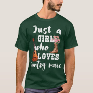 Just a Girl Who Loves Country Music Guitar and Cow T-Shirt
