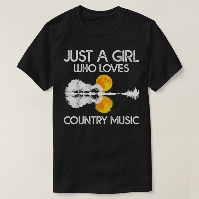 Just A Girl Who Loves Country Music Shirt Guitar L (Design Front)
