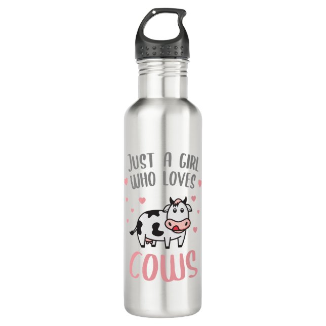 Just a girl who loves cows 710 ml water bottle (Front)