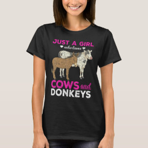 Just A Girl Who Loves Cows And Donkeys Farm Animal T-Shirt