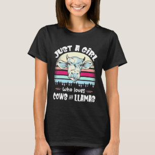 Just A Girl Who Loves Cows and Llamas Cow Llama G T-Shirt