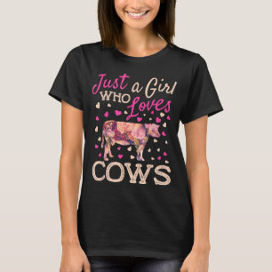 Just a Girl Who Loves Cows Cow Lover Girls Farming T-Shirt
