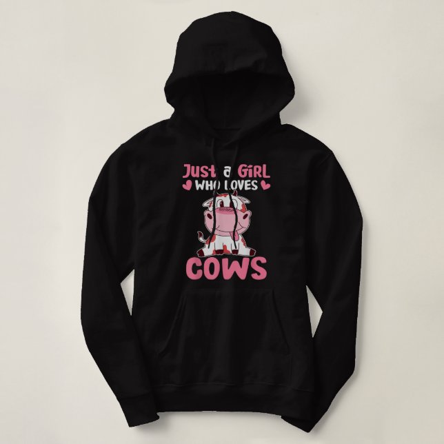 Just a Girl Who Loves Cows Cow Lover Rancher Farme Hoodie (Design Front)