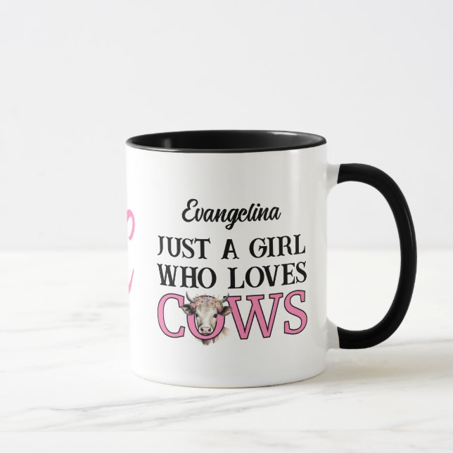 JUST A GIRL WHO LOVES COWS Cowgirl MONOGRAM Mug (Right)