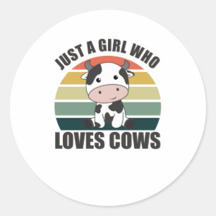 Just A Girl Who Loves Cows Cute Cow Animal Farm Classic Round Sticker