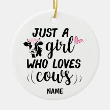 Just a Girl Who Loves Cows Cute Cow Custom Name