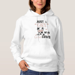 Just A Girl Who Loves Cows Cute Cow Farm Animal Hoodie
