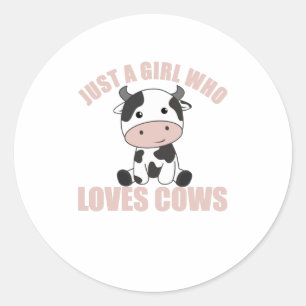 Just A Girl Who Loves Cows Cute Cow Farm Classic Round Sticker