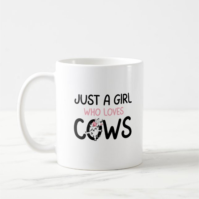 Just A Girl Who Loves Cows Cute Cow Farm Coffee Mug (Left)