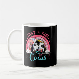 Just A Girl Who Loves Cows Cute Cow Rainbow Flower Coffee Mug