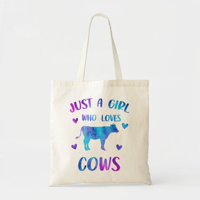Just A Girl Who Loves Cows Cute Farm Animal Tote Bag (Front)