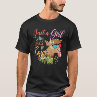 Just A Girl Who Loves Cows Floral Cow Sunglasses B T-Shirt