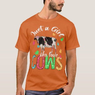 Just A Girl Who Loves Cows Funny Floral Flower Cow T-Shirt