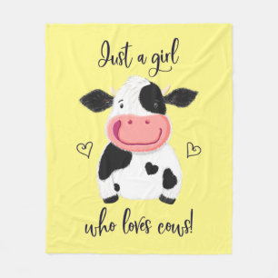 Just A Girl Who Loves Cows! Hearts And Holstein Fleece Blanket