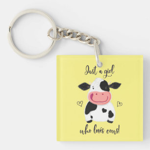Just A Girl Who Loves Cows! Hearts And Holstein Key Ring