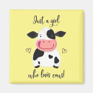 Just A Girl Who Loves Cows! Hearts And Holstein Magnet