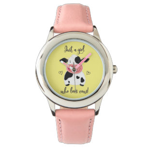 Just A Girl Who Loves Cows! Hearts And Holstein Watch