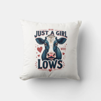 Just A Girl Who Loves Cows Vintage Neon Cow Lover  Cushion