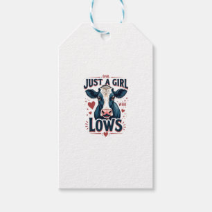 Just A Girl Who Loves Cows Vintage Neon Cow Lover  Gift Tags