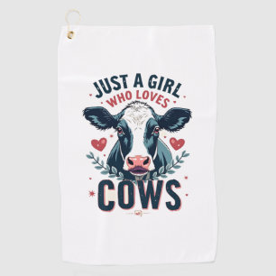 Just A Girl Who Loves Cows Vintage Neon Cow Lover Golf Towel