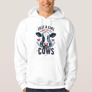 Just A Girl Who Loves Cows Vintage Neon Cow Lover Hoodie