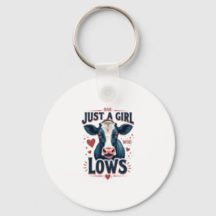 Just A Girl Who Loves Cows Vintage Neon Cow Lover Key Ring