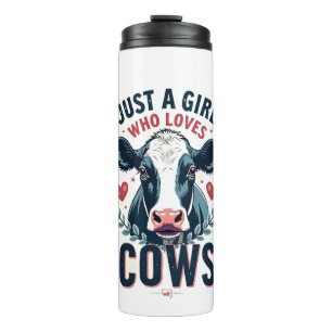 Just A Girl Who Loves Cows Vintage Neon Cow Lover  Thermal Tumbler