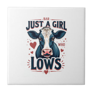 Just A Girl Who Loves Cows Vintage Neon Cow Lover Tile