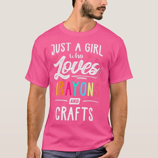 Just A Girl Who Loves Crayons And Crafts Kids T-Shirt (Front)