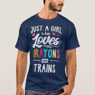 Just A Girl Who Loves Crayons And Trains Kids T-Shirt