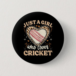 Just A Girl Who Loves Cricket Cow Print Girls Kids 6 Cm Round Badge