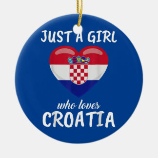 Just A Girl Who Loves Croatia Travel Football Ceramic Tree Decoration