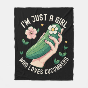 Just A Girl Who Loves Cucumbers - Funny Vegetarian Fleece Blanket