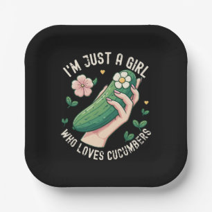 Just A Girl Who Loves Cucumbers - Funny Vegetarian Paper Plate