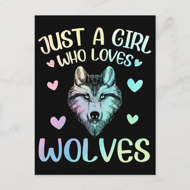 Just A Girl Who Loves Cute Wolves Postcard (Front)