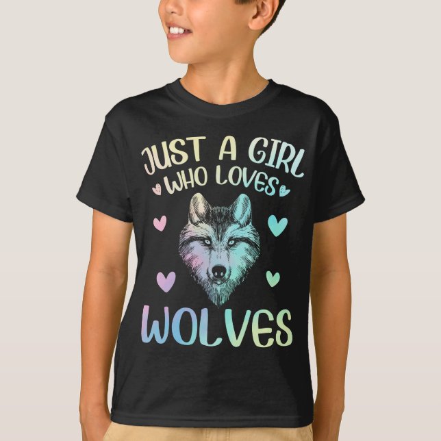 Just A Girl Who Loves Cute Wolves T-Shirt (Front)