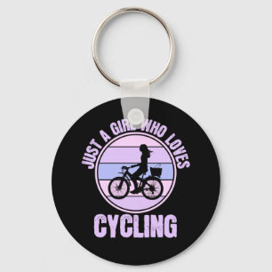 Just a Girl Who loves Cycling Bicycle Girl Key Ring