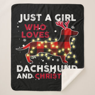 Just A Girl Who Loves Dachshund And Christmas Sherpa Blanket
