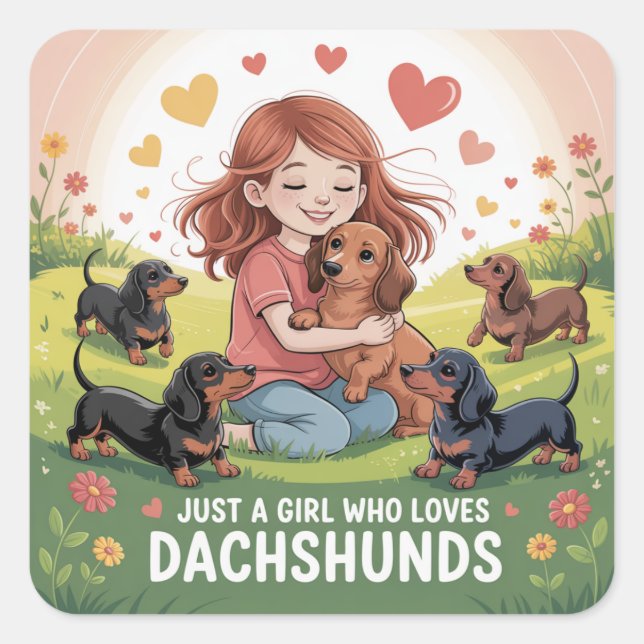 Just A Girl Who Loves Dachshunds Square Sticker (Front)