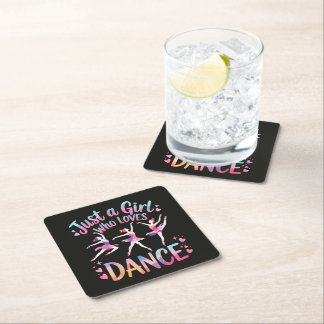 Just a Girl Who Loves Dance Square Paper Coaster