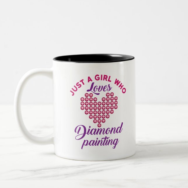 Just a Girl Who Loves Diamond Painting Two-Tone Coffee Mug (Left)