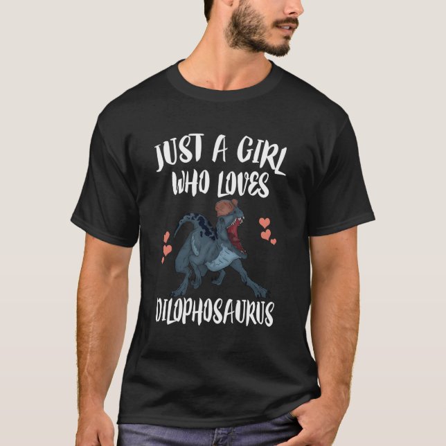 Just A Girl Who Loves Dilophosaurus Dinosaur T-Shirt (Front)