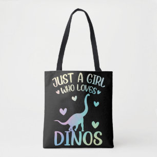 Just A Girl Who Loves Dinos Cute Dinosaur Tote Bag