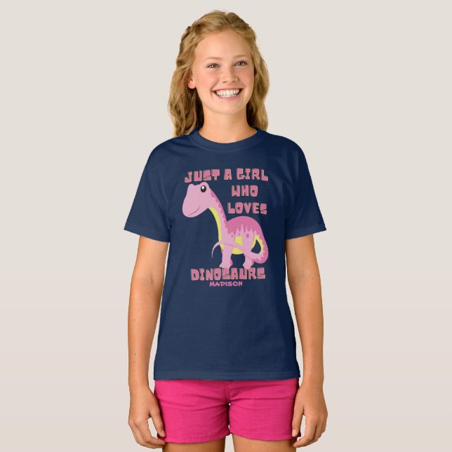 Just a Girl Who Loves Dinosaurs T-Shirt (Front Full)