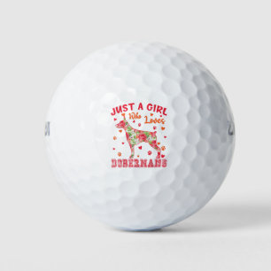 Just A Girl Who Loves Dobermans Floral Doberman Do Golf Balls