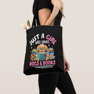 Just A Girl Who Loves Dogs And Books Reading Tote Bag