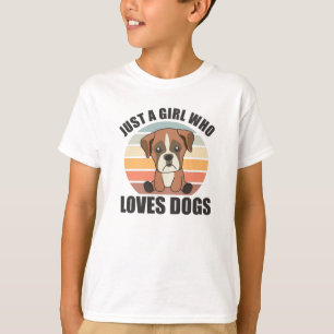 Just A Girl Who Loves Dogs Boxer Vintage Dog Green T-Shirt