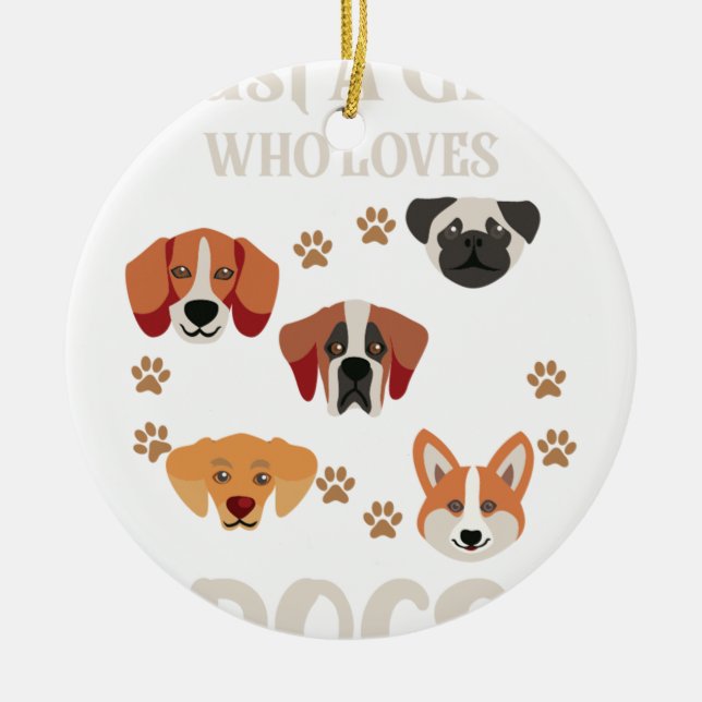 Just-a-Girl-Who-Loves-Dogs-Dog-Lover Ceramic Tree Decoration (Front)