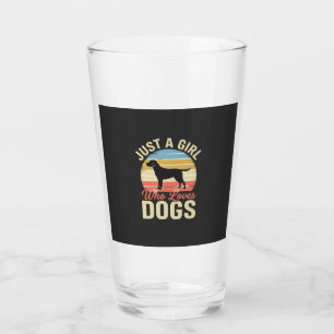 Just a Girl Who Loves Dogs Vintage Dog Lover Glass