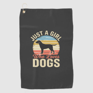Just a Girl Who Loves Dogs Vintage Dog Lover Golf Towel